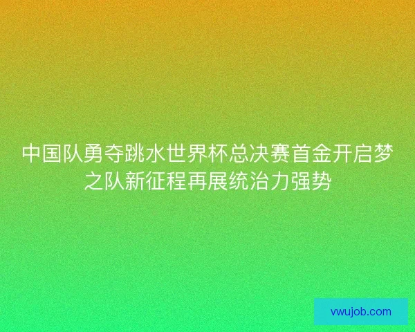 中国队勇夺跳水世界杯总决赛首金开启梦之队新征程再展统治力强势